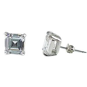 Sterling Silver Ascher Cut Zircon Studs